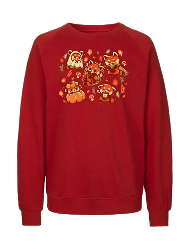 Red Panda Autumn Time - Rotpanda, Pandas, Rotpanda, kawaii Herbst, süßer Herbst, red panda, pandas, redpanda, kawaii fall, cute autumn, pumpkin season, cozy, fall, aesthetic, autumn leaves, spice, fall vibes, lots of red pandas - Fairtrade Sweatshirt