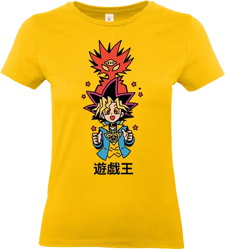 Duel King's Shadow - retro anime, Duel Monsters, geek art, pop culture, Yugi Muto, Yami Yugi, Yu-Gi-Oh, Yugioh, King of Games, Millennium Puzzle, anime, trading card game, TCG, fan art, t-shirt design, art print, kawaii, chibi - Standard T-Shirt (Women)