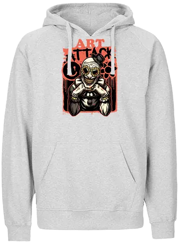 Clown Art TV Show - Attack, Evil Clown, Clown, Tv Show, Classic Horror, Classic, Fun, Funny, Smile, Creepy, Spooky, Spooky Season, Scary, Dark Humor, Dark, Horror, Horror Movies, Horror Movie, Gore, Black And White, Sunglasses, Ink, Halloween Movie, Halloween, Halloween Movies - Fairtrade Hoodie