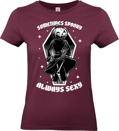 Spooky Reaper Pumpkin - Halloween, Pumpkin, Eerie, Fright, Creepy, Halloween Design, Halloween Art, Halloween Aesthetic, Halloween Vibes, Cute, Funny, Spooky, Spooky Season, Spooky Cute. Skull, Skeleton, Death, Grim Reaper, Soul Reaper, Reaper, Pumpkin, Pumpkin Carving, Dance, Dancing, Sexy, Sexuality - Standard T-Shirt (Women)