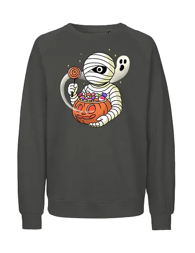 Sugar Pharaoh  - sugar pharaoh, mummy, Halloween mummy, Halloween candy, humor, trick or treat, spooky cute, Halloween night, sugar mummy, creepy cute - Fairtrade Sweatshirt
