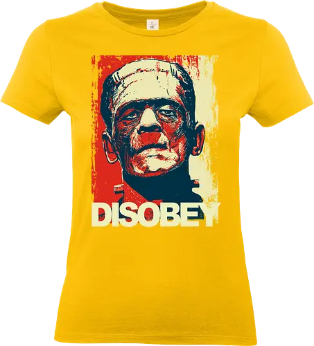 Disobey - Frankenstein, horror, hope poster, shepard fairey, halloween, spooky - Standard T-Shirt (Women)