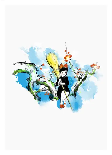 Sumi-e little witch