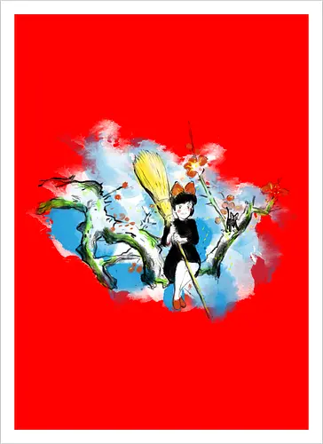 Sumi-e little witch