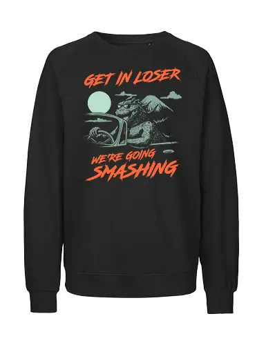 Get In Loser Kaiju Road Trip - halloween, funny, funny quote, geek, giant, horror, lizard, monster, nostalgia, reptile, retro, sarcasm, sci fi, science fiction, vintage - Fairtrade Sweatshirt