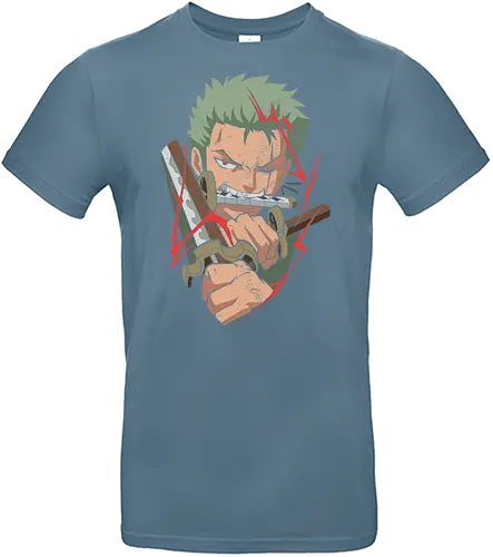 Roronoa Zoro: Three Sword Style - Roronoa Zoro, Pirate, Three Sword Style, Santōryū, anime, manga, swordsman, fan art, t-shirt design, art print, distressed graphic, cool anime art, geek art, Straw Hat Pirates, vintage, awesome - Standard T-Shirt