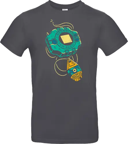 Distressed DigiVice - Digital, DigiVice, Digimon Adventure, 90s anime, retro anime, fan art, t-shirt design, art print, distressed graphic, pop culture, Crest of Courage, digital monster, geek art, nostalgic, Tai Kamiya - Standard T-Shirt