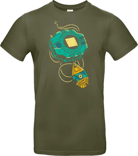 Distressed DigiVice - Digital, DigiVice, Digimon Adventure, 90s anime, retro anime, fan art, t-shirt design, art print, distressed graphic, pop culture, Crest of Courage, digital monster, geek art, nostalgic, Tai Kamiya - Standard T-Shirt