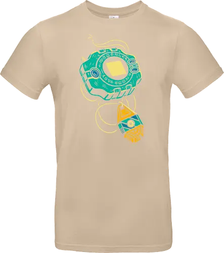 Distressed DigiVice - Digital, DigiVice, Digimon Adventure, 90s anime, retro anime, fan art, t-shirt design, art print, distressed graphic, pop culture, Crest of Courage, digital monster, geek art, nostalgic, Tai Kamiya - Standard T-Shirt