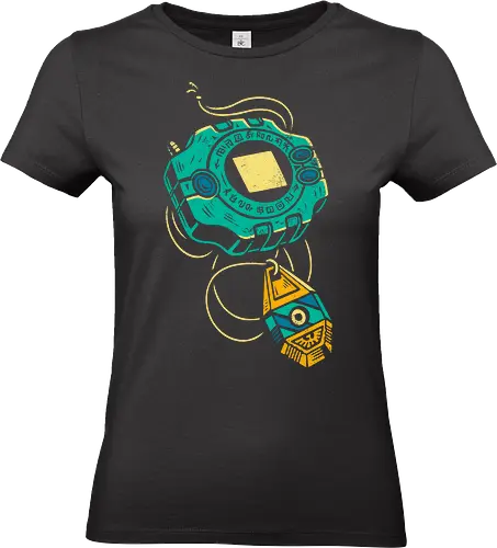 Distressed DigiVice - Digital, DigiVice, Digimon Adventure, 90s anime, retro anime, fan art, t-shirt design, art print, distressed graphic, pop culture, Crest of Courage, digital monster, geek art, nostalgic, Tai Kamiya - Standard T-Shirt (Women)