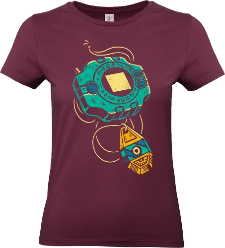 Distressed DigiVice - Digital, DigiVice, Digimon Adventure, 90s anime, retro anime, fan art, t-shirt design, art print, distressed graphic, pop culture, Crest of Courage, digital monster, geek art, nostalgic, Tai Kamiya - Standard T-Shirt (Women)