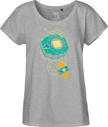 Distressed DigiVice - Digital, DigiVice, Digimon Adventure, 90s anime, retro anime, fan art, t-shirt design, art print, distressed graphic, pop culture, Crest of Courage, digital monster, geek art, nostalgic, Tai Kamiya - Fairtrade Girl Shirt