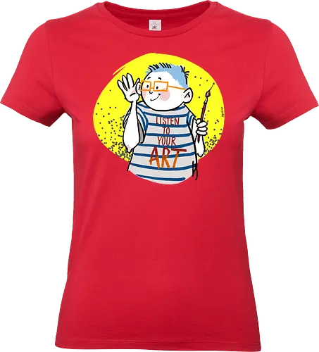 Listen to your art - Ringelpullisprüche, Ringeldinger, streifenweise, Spruch, Spruchshirt, deutsch, Weisheit, Motivation, Ringelpulli, SprücheShirt, Cartoon Illustration, Kunst, Statement, Handgezeichnet, Humor, Selbstironie, Streifenpulli - Standard T-Shirt (Women)