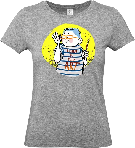 Listen to your art - Ringelpullisprüche, Ringeldinger, streifenweise, Spruch, Spruchshirt, deutsch, Weisheit, Motivation, Ringelpulli, SprücheShirt, Cartoon Illustration, Kunst, Statement, Handgezeichnet, Humor, Selbstironie, Streifenpulli - Standard T-Shirt (Women)