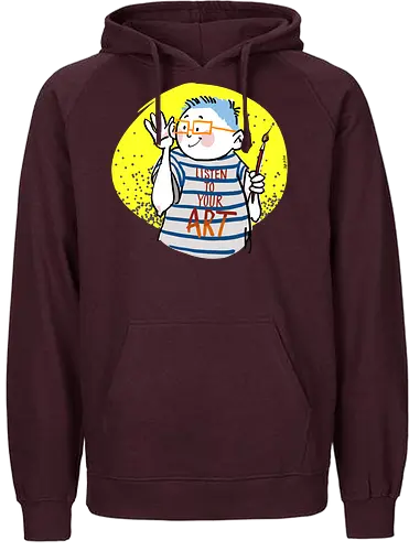Listen to your art - Ringelpullisprüche, Ringeldinger, streifenweise, Spruch, Spruchshirt, deutsch, Weisheit, Motivation, Ringelpulli, SprücheShirt, Cartoon Illustration, Kunst, Statement, Handgezeichnet, Humor, Selbstironie, Streifenpulli - Fairtrade Hoodie