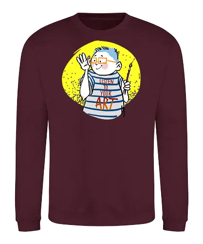 Listen to your art - Ringelpullisprüche, Ringeldinger, streifenweise, Spruch, Spruchshirt, deutsch, Weisheit, Motivation, Ringelpulli, SprücheShirt, Cartoon Illustration, Kunst, Statement, Handgezeichnet, Humor, Selbstironie, Streifenpulli - Sweatshirt