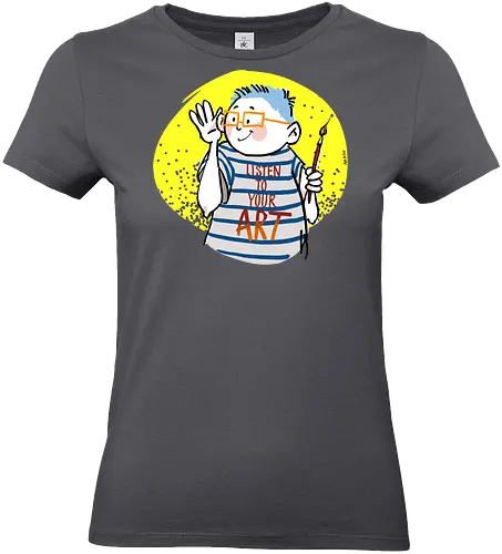 Listen to your art - Ringelpullisprüche, Ringeldinger, streifenweise, Spruch, Spruchshirt, deutsch, Weisheit, Motivation, Ringelpulli, SprücheShirt, Cartoon Illustration, Kunst, Statement, Handgezeichnet, Humor, Selbstironie, Streifenpulli - Standard T-Shirt (Women)