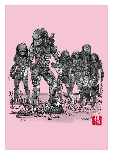 Seven hunters sumi e