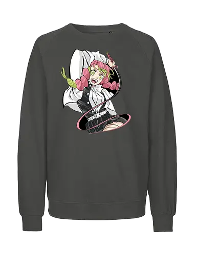 Kanroji Mitsuri: Love Hashira's Smile - Mitsuri Kanroji, Love Hashira, Slayer, Hashira, anime, manga, fan art, t-shirt design, art print, Nichirin Sword, cute anime girl, geek art, stylish, KNY, cool anime art, pink hair - Fairtrade Sweatshirt