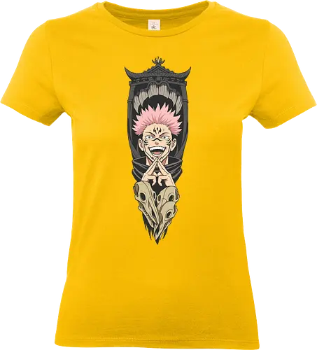 King of Curses: Sukuna's Domain - fan art, t-shirt design, art print, villain, dark art, pink hair, geek art, tattoo style, curse, Sukuna, Ryomen Sukuna, Jujutsu, JJK, King of Curses, Domain Expansion, Malevolent Shrine, anime, manga - Standard T-Shirt (Women)