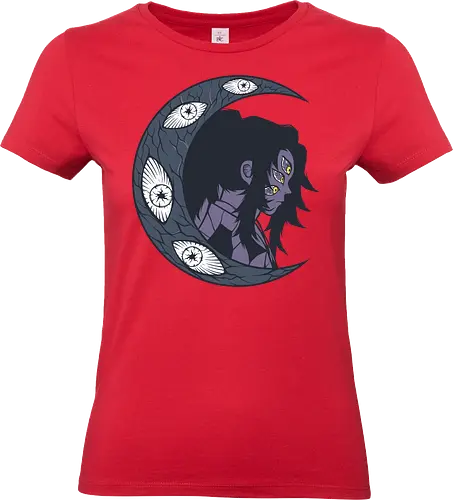 Upper Moon's Crescent - Kokushibo, Slayer, Kimetsu no Yaiba, Upper Rank One, Twelve Kizuki, anime, manga, fan art, t-shirt design, art print, moon demon, dark art, villain, stylish, geek art, KNY, intense, multi-eyed, crescent moon - Standard T-Shirt (Women)