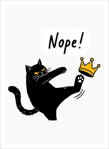 Nope Cat Kicking Crown