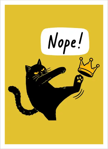 Nope Cat Kicking Crown