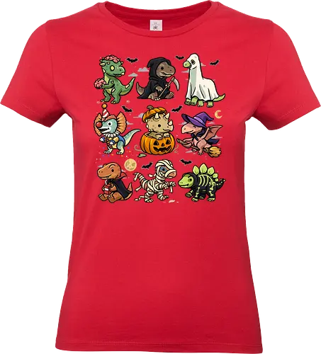 Spooky Dinosaurs - halloween dinosaur, dino, dinosaur, dracula, ghost, horror, mummy, spooky, spooky season, t rex, trex halloween, trick or treat, zombie - Standard T-Shirt (Women)