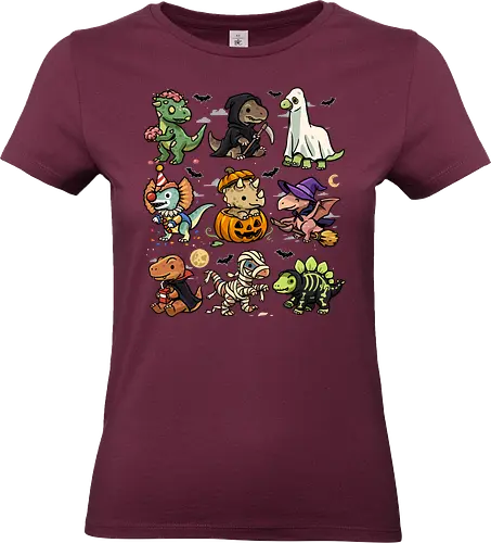 Spooky Dinosaurs - halloween dinosaur, dino, dinosaur, dracula, ghost, horror, mummy, spooky, spooky season, t rex, trex halloween, trick or treat, zombie - Standard T-Shirt (Women)