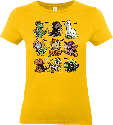 Spooky Dinosaurs - halloween dinosaur, dino, dinosaur, dracula, ghost, horror, mummy, spooky, spooky season, t rex, trex halloween, trick or treat, zombie - Standard T-Shirt (Women)