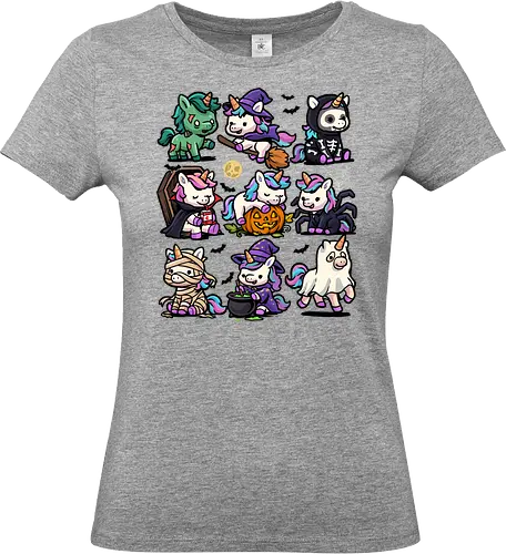 Spooky Unicorns - unicorn halloween, enchanted, fantasy, ghost, halloween, halloween unicorn, halloweentee, horror, magic, mummy, october, scary, unicorn, vampire, zombie unicorn - Standard T-Shirt (Women)