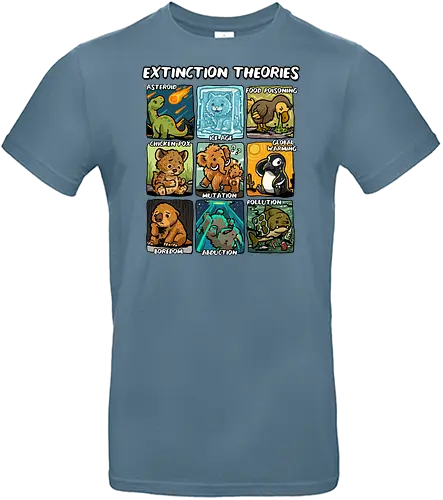Extinction Theories - extinction, climate change, dinosaur, dodo, earth day, extinct, sabertooth tiger, save the planet, science, theory, thylacine, global warming, mammoth, paleontology, prehistoric - Standard T-Shirt