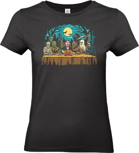 Halloween Supper - zombie, last supper, christian, creepy, davinci, ghost, grim reaper, halloween, horror, jesus, mummy, religion, spooky, vampire, witch - Standard T-Shirt (Women)