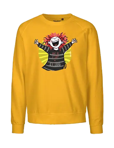 Don´t be a lady, be a legend! - streifenweise, Spruch, Ringelpullisprüche, Ringeldinger, Weisheit, Motivation, Ringelpulli, SprücheShirt, Cartoon Illustration, legend, Statement, Handgezeichnet, Humor, Selbstironie, Streifenpulli, Spruchshirt, deutsch - Fairtrade Sweatshirt