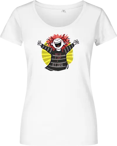 Don´t be a lady, be a legend! - streifenweise, Spruch, Ringelpullisprüche, Ringeldinger, Weisheit, Motivation, Ringelpulli, SprücheShirt, Cartoon Illustration, legend, Statement, Handgezeichnet, Humor, Selbstironie, Streifenpulli, Spruchshirt, deutsch - Women T-Shirt