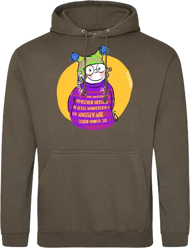 Die meisten Menschen werden im Alter wunderlich... - Ringelpullisprüche, Ringeldinger, streifenweise, Spruch, Weisheit, Motivation, Ringelpulli, SprücheShirt, Cartoon Illustration, Alter. Statement, Handgezeichnet, Humor, Selbstironie, Streifenpulli, Spruchshirt, deutsch - Standard Hoodie