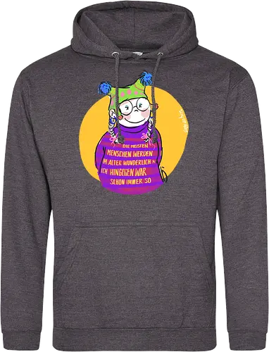Die meisten Menschen werden im Alter wunderlich... - Ringelpullisprüche, Ringeldinger, streifenweise, Spruch, Weisheit, Motivation, Ringelpulli, SprücheShirt, Cartoon Illustration, Alter. Statement, Handgezeichnet, Humor, Selbstironie, Streifenpulli, Spruchshirt, deutsch - Standard Hoodie