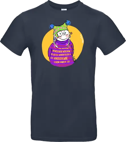 Die meisten Menschen werden im Alter wunderlich... - Ringelpullisprüche, Ringeldinger, streifenweise, Spruch, Weisheit, Motivation, Ringelpulli, SprücheShirt, Cartoon Illustration, Alter. Statement, Handgezeichnet, Humor, Selbstironie, Streifenpulli, Spruchshirt, deutsch - Standard T-Shirt