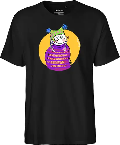 Die meisten Menschen werden im Alter wunderlich... - Ringelpullisprüche, Ringeldinger, streifenweise, Spruch, Weisheit, Motivation, Ringelpulli, SprücheShirt, Cartoon Illustration, Alter. Statement, Handgezeichnet, Humor, Selbstironie, Streifenpulli, Spruchshirt, deutsch - Fairtrade T-Shirt