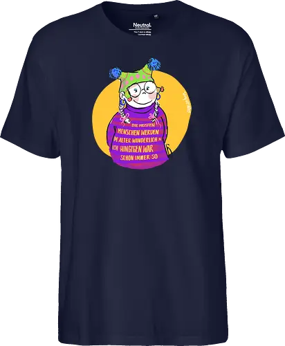 Die meisten Menschen werden im Alter wunderlich... - Ringelpullisprüche, Ringeldinger, streifenweise, Spruch, Weisheit, Motivation, Ringelpulli, SprücheShirt, Cartoon Illustration, Alter. Statement, Handgezeichnet, Humor, Selbstironie, Streifenpulli, Spruchshirt, deutsch - Fairtrade T-Shirt