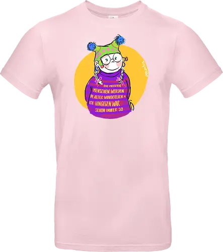 Die meisten Menschen werden im Alter wunderlich... - Ringelpullisprüche, Ringeldinger, streifenweise, Spruch, Weisheit, Motivation, Ringelpulli, SprücheShirt, Cartoon Illustration, Alter. Statement, Handgezeichnet, Humor, Selbstironie, Streifenpulli, Spruchshirt, deutsch - Standard T-Shirt