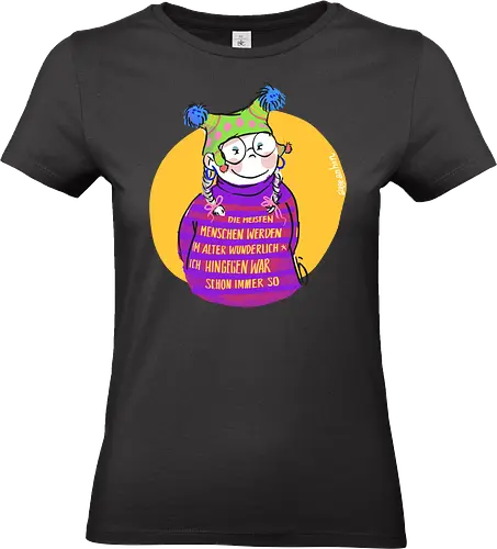 Die meisten Menschen werden im Alter wunderlich... - Ringelpullisprüche, Ringeldinger, streifenweise, Spruch, Weisheit, Motivation, Ringelpulli, SprücheShirt, Cartoon Illustration, Alter. Statement, Handgezeichnet, Humor, Selbstironie, Streifenpulli, Spruchshirt, deutsch - Standard T-Shirt (Women)