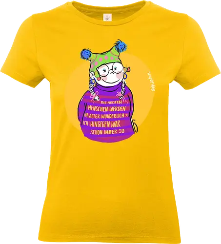 Die meisten Menschen werden im Alter wunderlich... - Ringelpullisprüche, Ringeldinger, streifenweise, Spruch, Weisheit, Motivation, Ringelpulli, SprücheShirt, Cartoon Illustration, Alter. Statement, Handgezeichnet, Humor, Selbstironie, Streifenpulli, Spruchshirt, deutsch - Standard T-Shirt (Women)