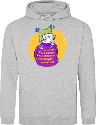 Die meisten Menschen werden im Alter wunderlich... - Ringelpullisprüche, Ringeldinger, streifenweise, Spruch, Weisheit, Motivation, Ringelpulli, SprücheShirt, Cartoon Illustration, Alter. Statement, Handgezeichnet, Humor, Selbstironie, Streifenpulli, Spruchshirt, deutsch - Standard Hoodie
