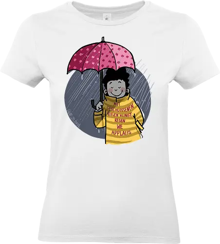 Mit geschlossenen Augen... - Ringelpullisprüche, Ringeldinger, streifenweise, Spruch, Weisheit, Motivation, Ringelpulli, SprücheShirt, Cartoon Illustration, Statement, Handgezeichnet, Humor, Selbstironie, Streifenpulli, Spruchshirt, deutsch - Standard T-Shirt (Women)