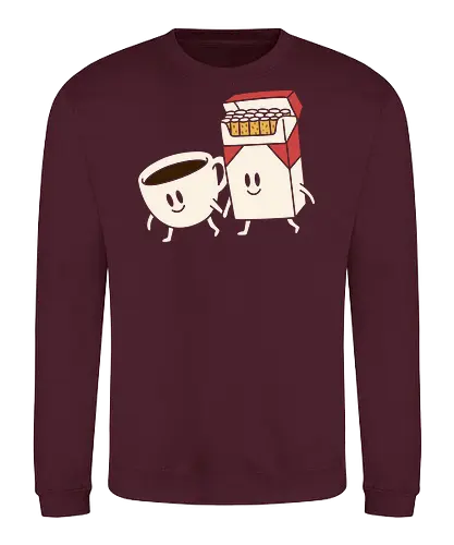 Best Buds: Coffee and Cigarettes - Coffee and cigarettes, best buds, quirky humor, minimalist, cartoon, retro, smoking, coffee lover, funny graphic, bad habits, t-shirt design, art print, caffeine, nicotine, cute - Sweatshirt