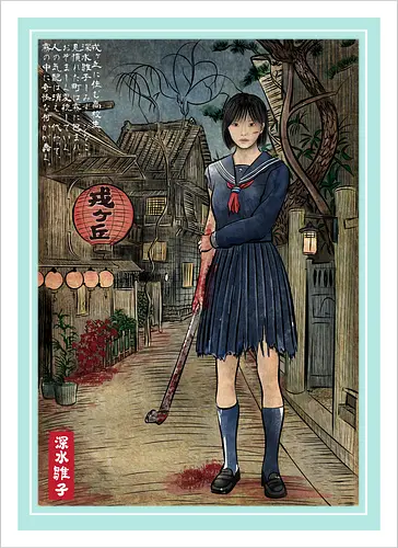 Hinako in Japan woodblock