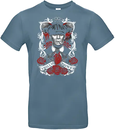 Family Is Power - Thomas Shelby, Peaky Blinders, Family Is Power, TV series, gangster, retro graphic, flat cap, fan art, t-shirt design, art print, cool graphic, vintage gangster, Cillian Murphy, Tommy Shelby, dramatic, rose, skull - Standard T-Shirt