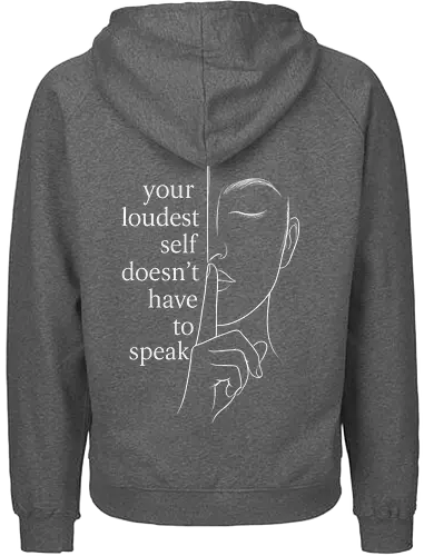 Your Loudest Self Back - Simlow, Twitch, Streamer, Katze, Chaos, Liebe, Herz - Fairtrade Hoodie