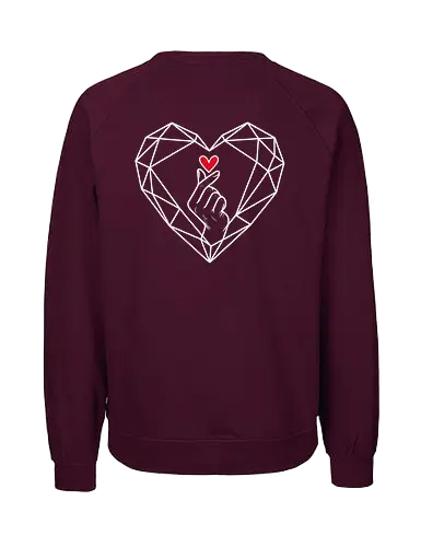 MORELOVE Back - Simlow, Twitch, Streamer, Katze, Chaos, Liebe, Herz - Fairtrade Sweatshirt